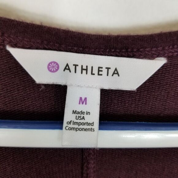 Athleta Womens Crossover Sweatshirt Dress Cut Out Back Size M Maroon Long Sleeve - Picture 7 of 8